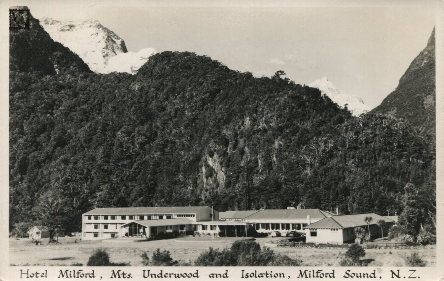 Fiordland - Hotel Milford Showing Mts. Underwood & Isolation